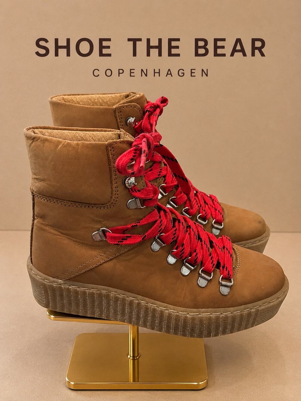 Shoe The Bear Agda Nubuck Lace Up Hiking Boots EU 36 US 5-5.5 Tan